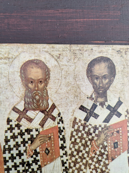 Saint Paraskeva Pyatnitsa with the Three Hierarchs icon