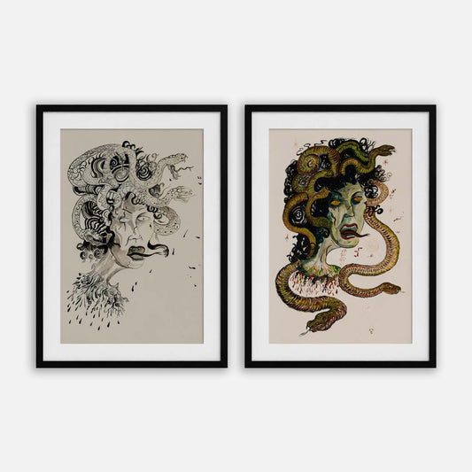 Medusa Unleashed in Monochrome and Technicolor (Framed Set of 2)